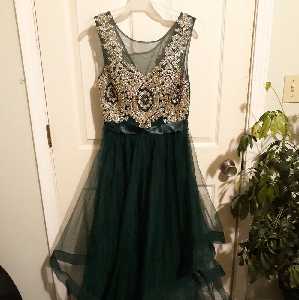 Green and Gold Prom Dress